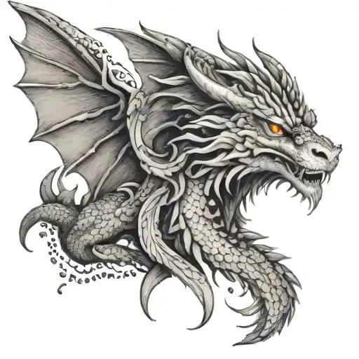 A Dragon With Puma's Head And Angelic Feathered Wings