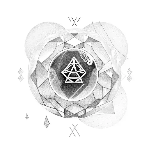 A Dotwork Design Of A Crystal Ball Surrounded By Runes