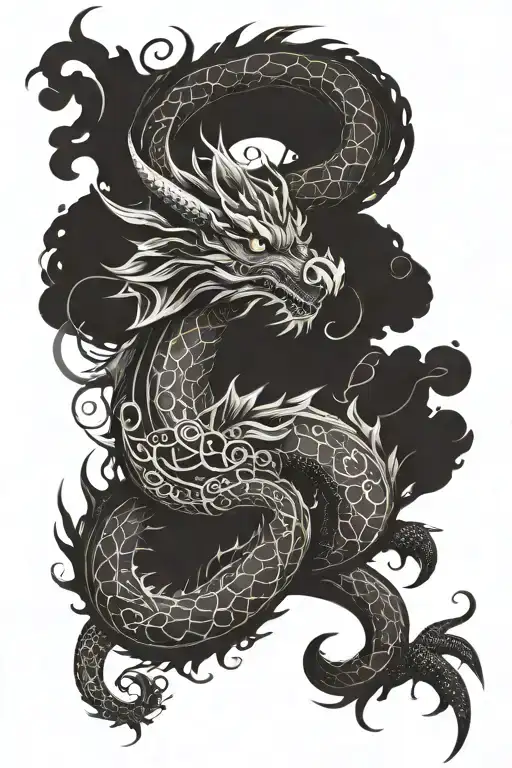 A Dragon Surrounded By Musical Notes Swirling