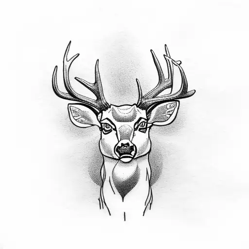 Deer Head With Yellow Flowers And Straight Razor