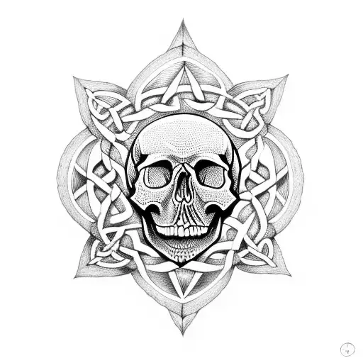 Skull In The Middle Of Celtic Star Of Chaos