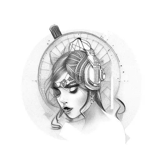 Woman Tonge And Electric Guitar