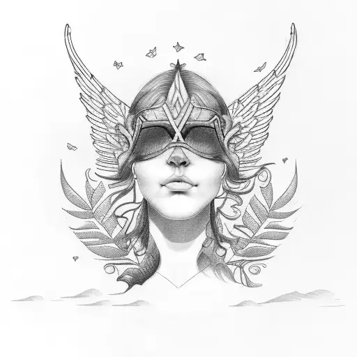 Free Diver With Angel And Palm Trees