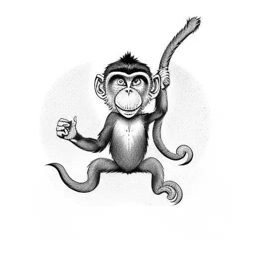 The Monkey Is Hanging From The Tree