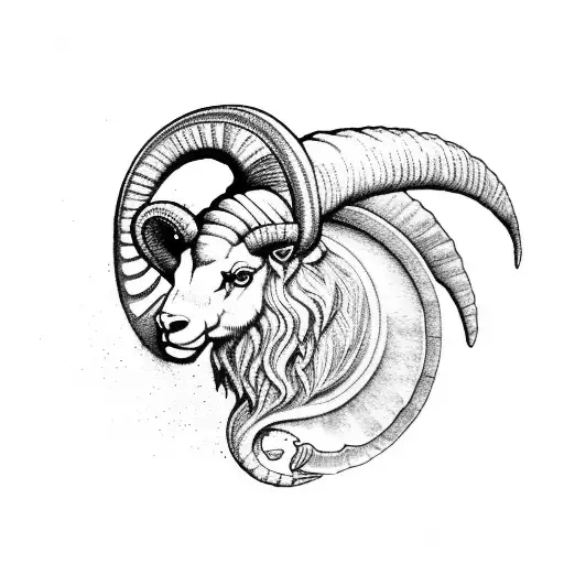 Aries Symbol Morphed Into A Majestic Ram With Intricate Dotwork Details
