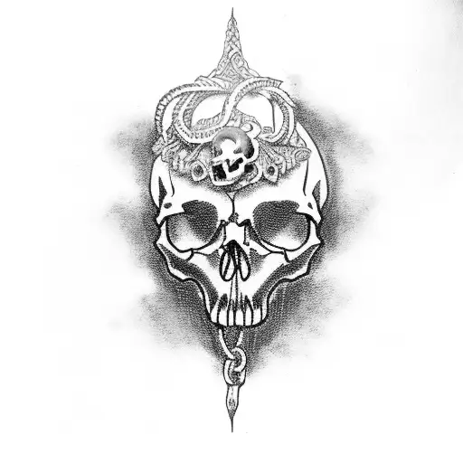 Skull Biting On Chains