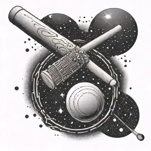 A Cricket Bat And Ball Forming A Yin-yang Symbol With Aquarius Constellation In The Background