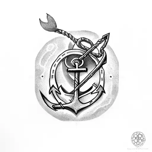 A Circle With Anchor And Heart And The Name Daniela In The Middle