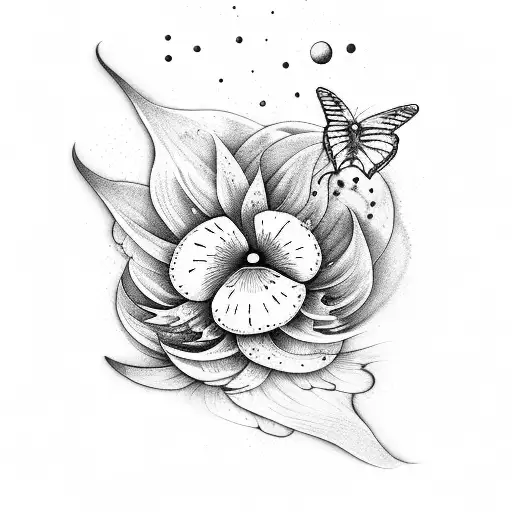 Butterfly Moon Flower Space