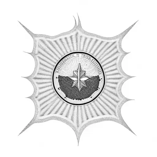 A Dotwork Tattoo Of A Burning Texas Flag With A Firefighter's Badge