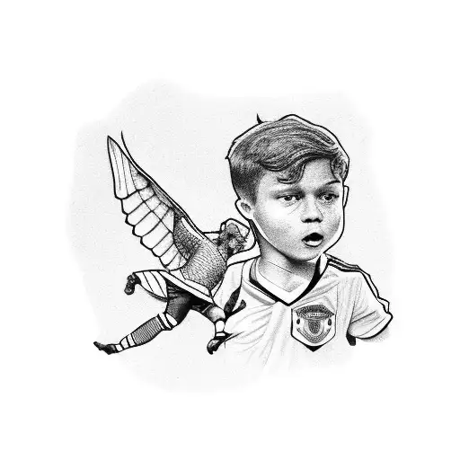 Boy Holding Up Man United Scarf At Soccer Game