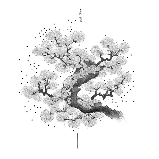 Blossom Tree With Chinese Lettering