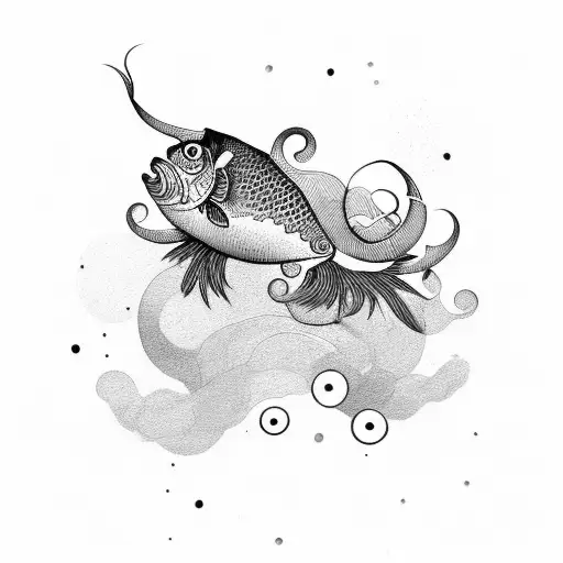 Combination Of Semi Colon And Two Khoi Fish