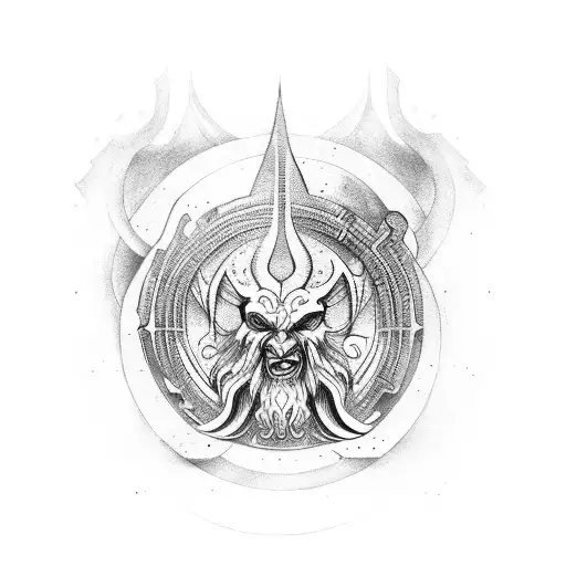 The Greed God Atlas With Alpha Omega Aymbol As A Background