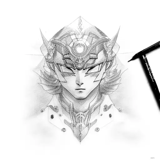 A Realistic Portrait Of Seiya In Dotwork Style