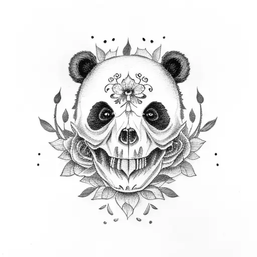 Panda Skull Sunflowe