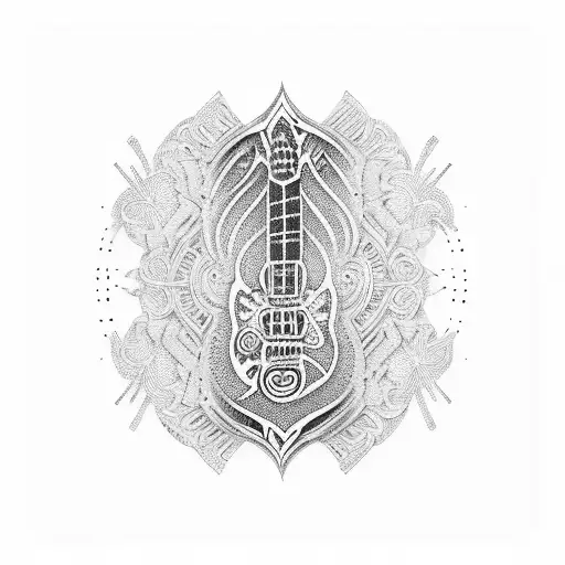 A Guitar With Intricate Patterns Inspired By God