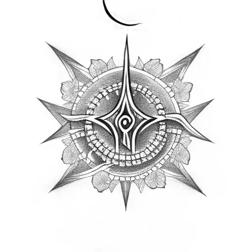 Ankh Symbol With Jasmine And Lily Flowers