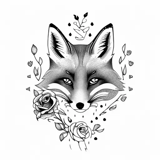 Cute Fox With Roses