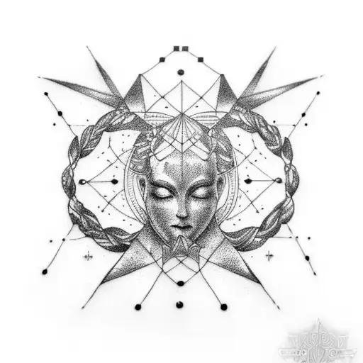 A Dotwork Tattoo Of A Constellation Merging The Virgo And Sagittarius Symbols