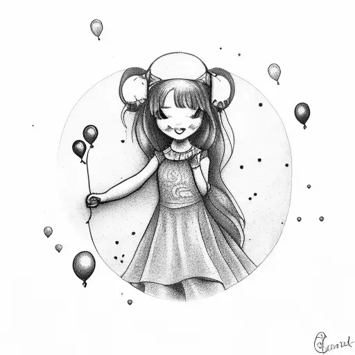 Little Girl Holding A Balloon