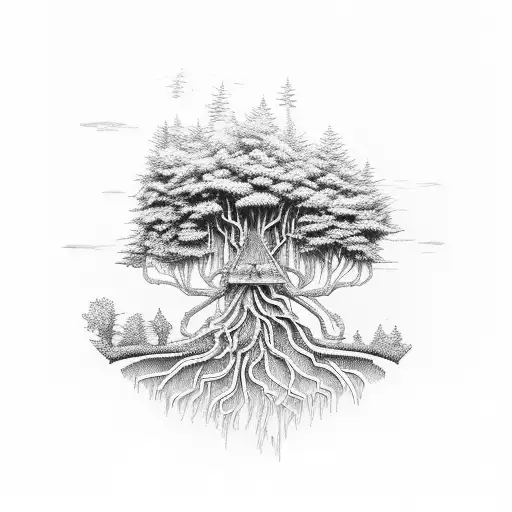 An Intricate Irrigation System Flowing Through A Forest