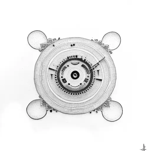 A Dotwork Tattoo Of A Broken Record Symbolizing Resilience