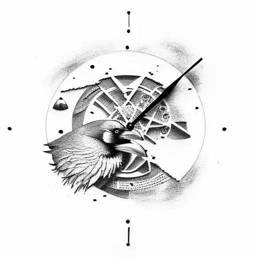 Raven With Sand Clock