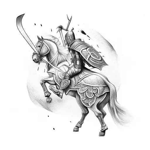 Warrior On A Horse With A Sword