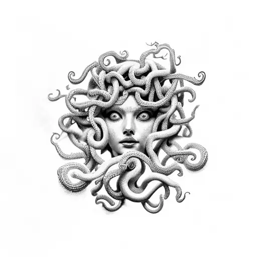 A Mesmerizing Medusa With Intricate Dotwork Detailing