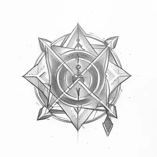 Arrow With Semi Colon And Sanskrit Symbol For Breath