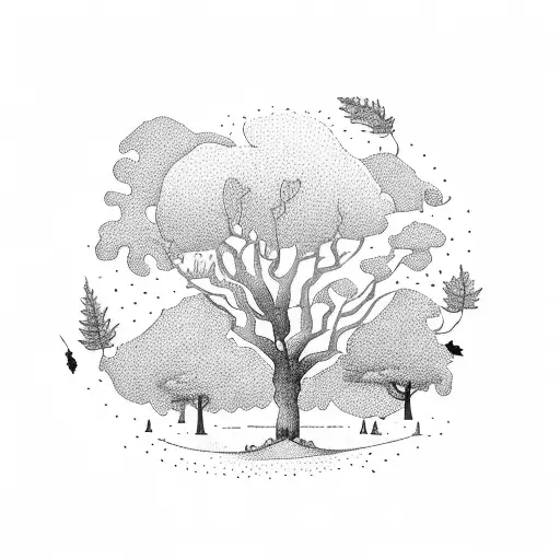 A Tree In Autumn With A Swing On The Tree