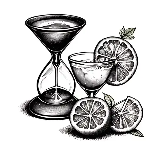 Hourglass With A Glass Of Lemonade