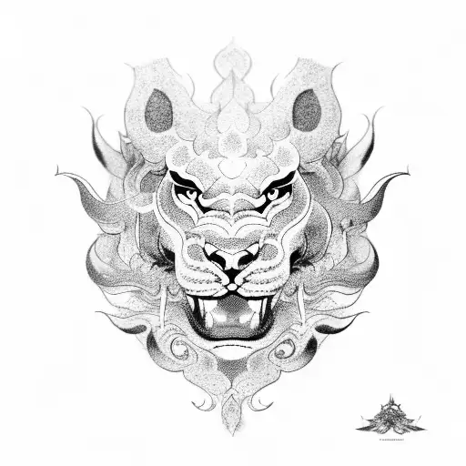 Eastern Dragon With Chinese Lion
