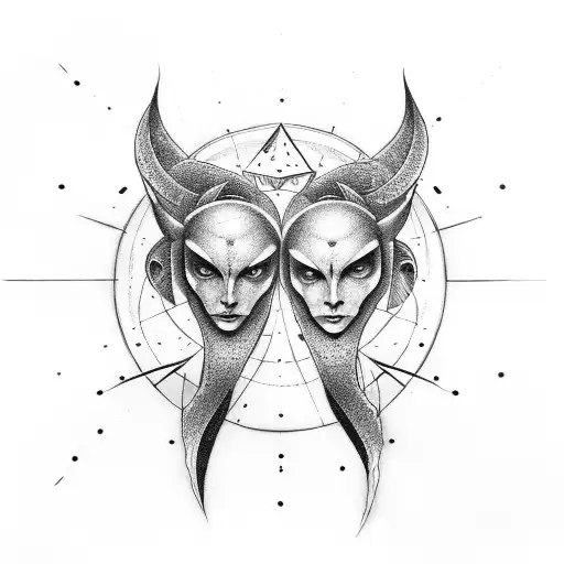 Gemini Sign Formed Into Good & Evil Face