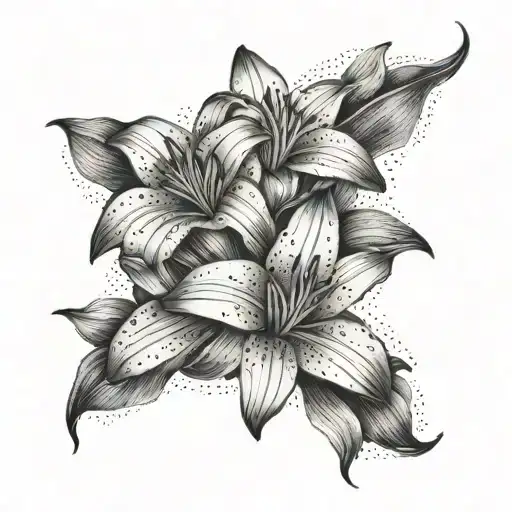 Three Lilies In A Row Black And White On Forearm Underside