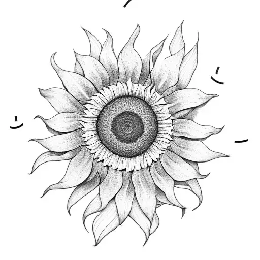 Sunflower Patch With Morning Glory Flower In The Middle