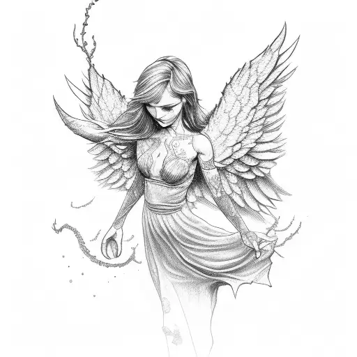 An Angel Falling On A Devil Behind