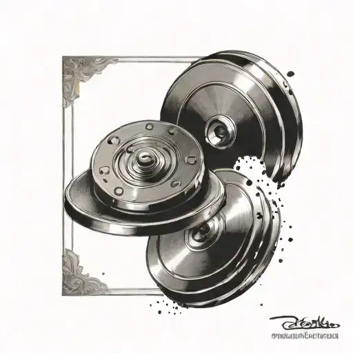 Create A Tattoo Of A Weight Plate With An Open Book Design Inside