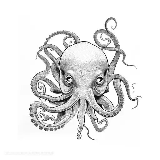 A Dotwork Tattoo Of The Iconic Pulp Fiction Poster With An Octopus Replacing Uma Thurman's Character