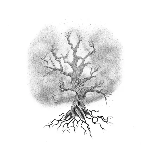 A Half Dead Tree With Roots