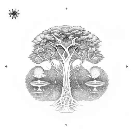 Tree Of Life With Chakras And Black Women With Locs