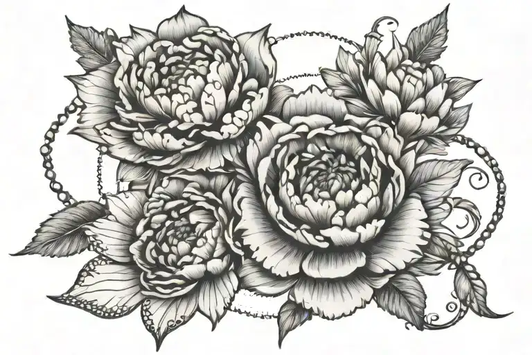 Ouroboros And Peonies In The Form Of A Bracelet On The Forearm