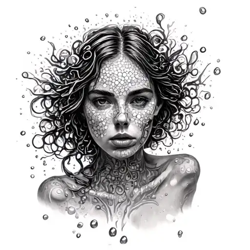 Water Spilled On A Woman's Face