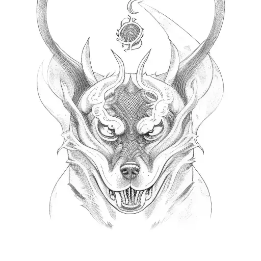 A Tarot Card With A Three-headed Hell Hound On It