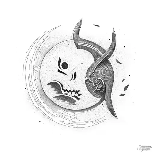 Number Seven Themed With Fire And Moon