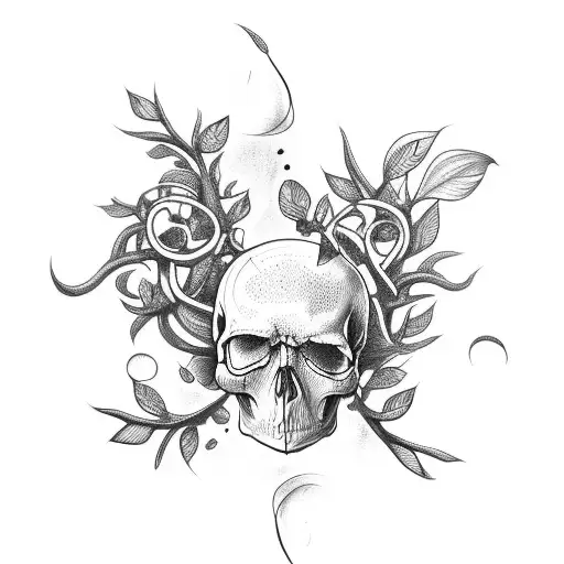 Vine Wrist Tattoo With Skulls And Leaves