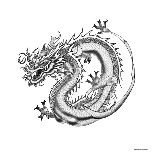 Chinese Dragon With Snow Flake