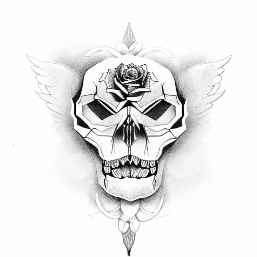 Angel Lioness Hearts Skull Rose