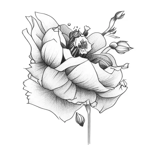 Bouquet Of Flowers With Daffodil Peony Hibiscus And Rose